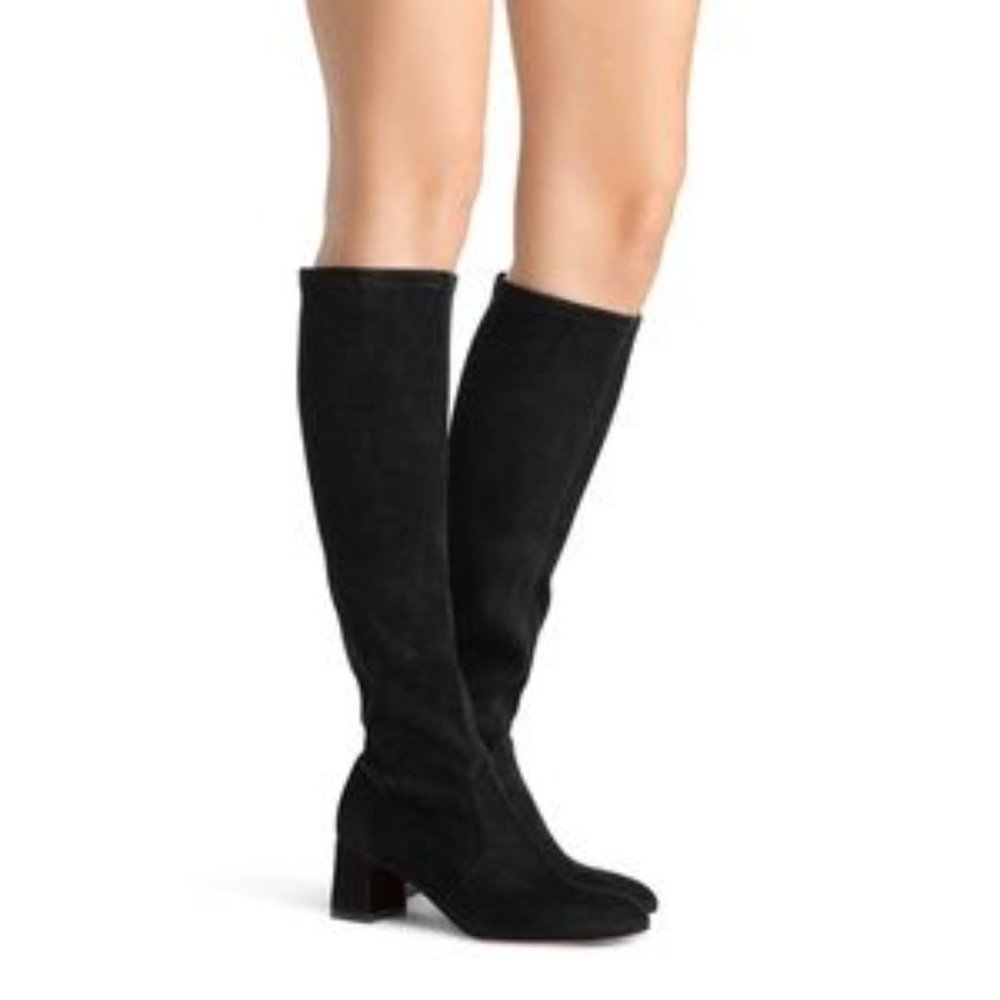 Stuart Weitzman Milla 60 Black Suede Boots 5.5
